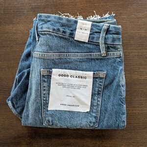 Good American Good Classic Raw Hem Jeans